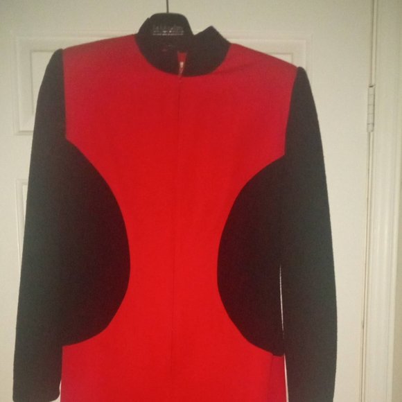 Wool full zip red and black dress size 10 - Picture 1 of 3